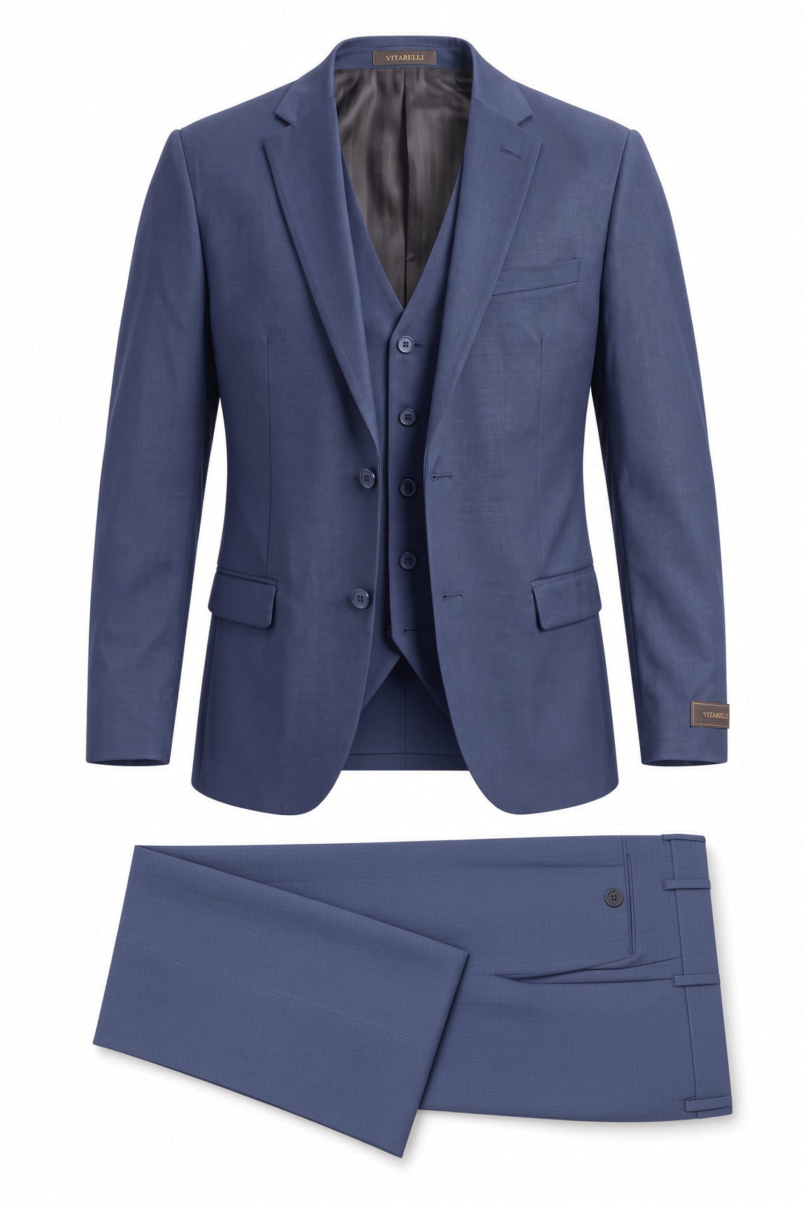 Vitarelli solid navy suit, style 025