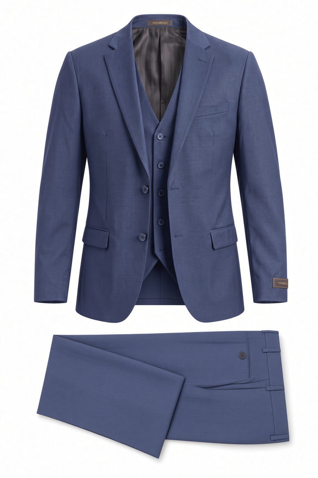 Vitarelli solid navy suit, style 025