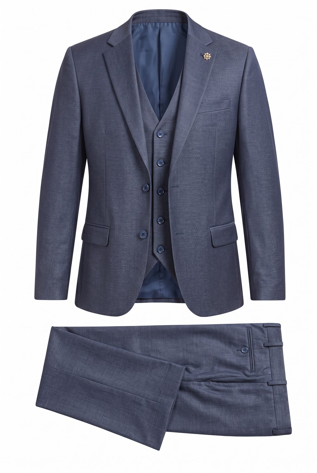 Vitarelli 3-piece notch lapel suit in navy, style 2526