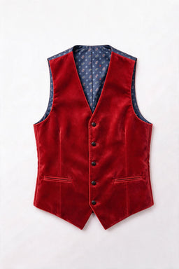 Vitarelli Velvet Vest & Bow Tie Set – Red (VESTREDVELVETBT)