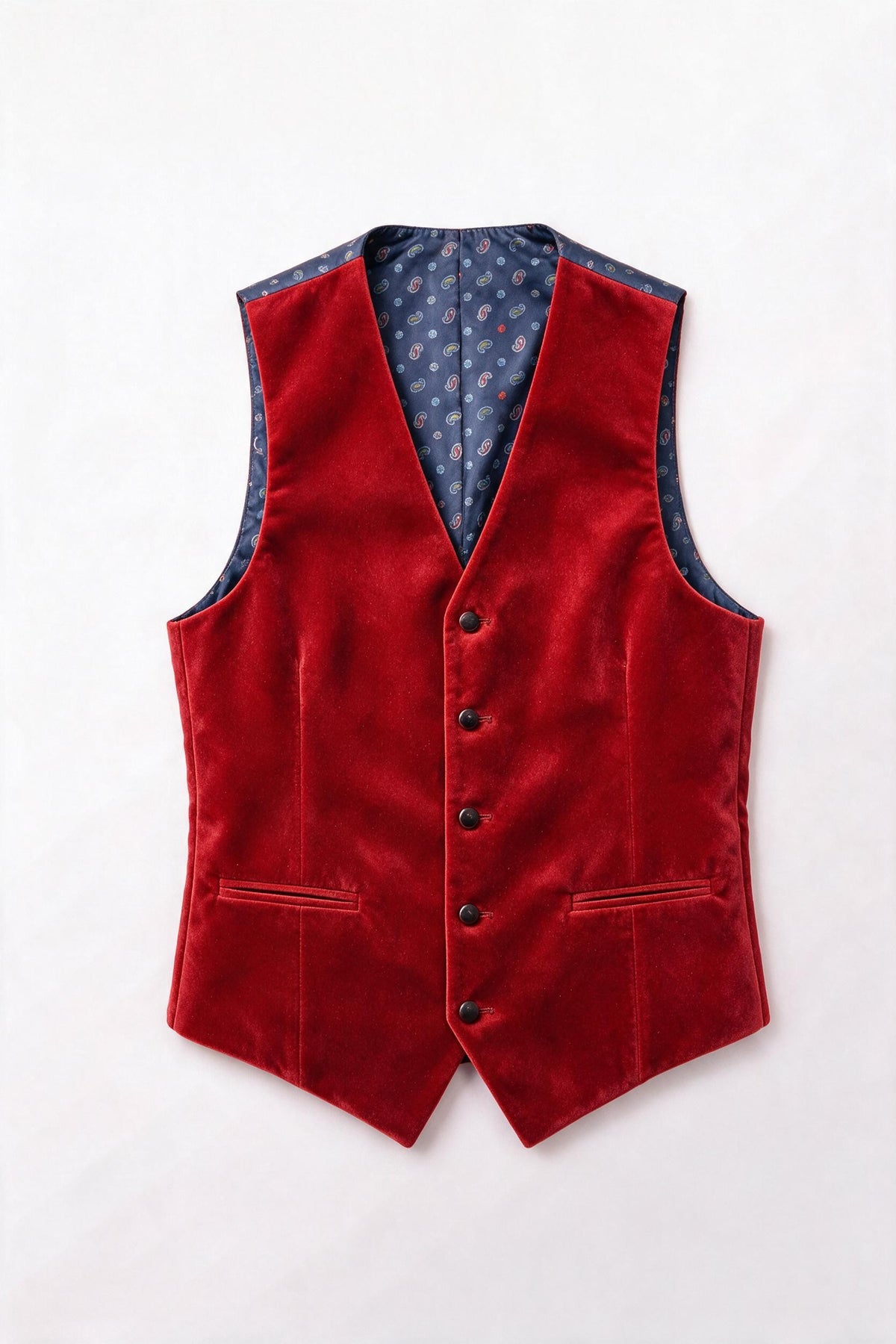 Vitarelli red velvet vest and bow tie set