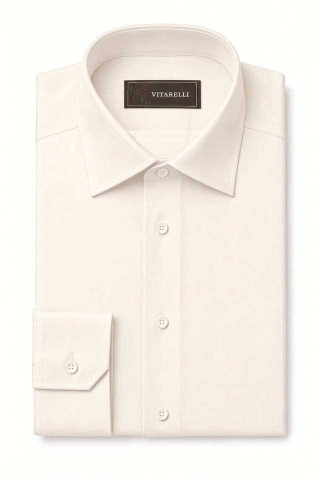 Vitarelli 4-way stretch slim fit dress shirt in off white